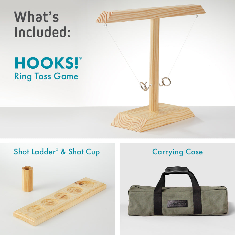 HOOKS!® Ring Toss and Shot Ladder® - Natural