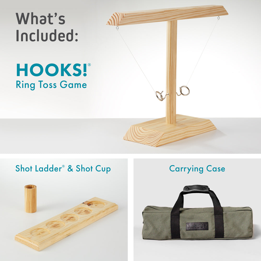 HOOKS!® Ring Toss and Shot Ladder® - Natural